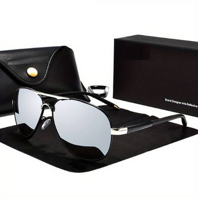 Bovista Polarizerende Zonnebril Voor Heren - Piloten Zonnenbrillen - Zonnenbril - Sun Glasses - Sunglasses - Techno Bril - Rave & Festival - Premium Quality - Zilver