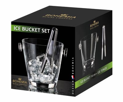 Ice Bucket set - Cocktail Accessories – BOHEMIA KRISTAL - glazen ijsemmer inclusief ijs tang - Cocktail tools – emmer – glazen schaal - voor Feest & Bar – mooi geschenk verpakking