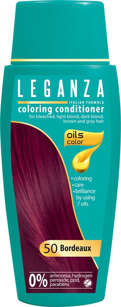 Leganza Coloring Conditioner Bordeaux – Natuurlijke Kleurspoeling Bordeauxrood – Semi-Permanente Haarkleuring met Natuurlijke Oliën – Zonder Ammoniak – 150ml