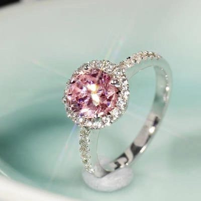 Romantische ingelegde roze diamant verlovingsring edelsteen ringen voor vrouwen modieuze en elegante trouw sieraden verstelbaar resizable gray