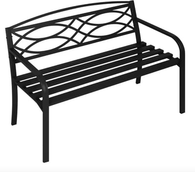 Varnox Tuinbank - Metalen Tuinbank - Tuin Bank - Bank voor tuin - Zitbank buiten - Weerbestendig - 2,5 personen - 2,5 persoons - Zwart