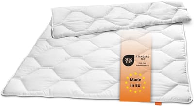 sleepling Komfort 300 dekbed - zomerdekbed 135x200 cm - hoes van 100% katoen - als licht dekbed, zomerdeken of dun dekbed - Made in EU - 135 x 200 cm - wit
