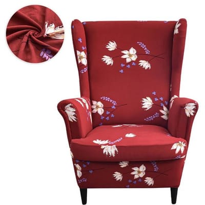 Housse de fauteuil à oreilles imprimée en élasthanne extensible, housse de fauteuil nordique lavable, housse de coussin pour canapé relaxant, décoration de mariage 1 Piece brown