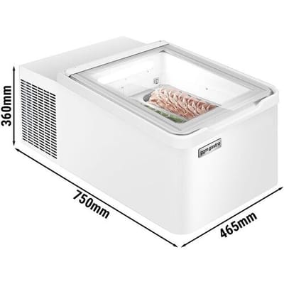 GGM Gastro Tisch-Eisvitrine - 460mm - Statisch - für 2x 5 Liter Eisbehälter - Deckelöffnung zur Kundenseite Wit