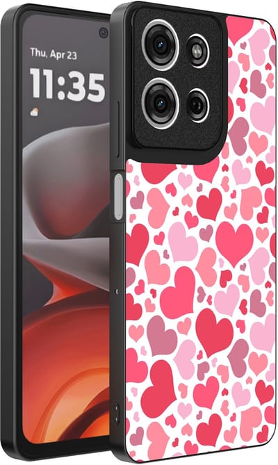 Smartphonica Telefoonhoesje Geschikt voor Motorola Moto G15 met Hartjes Print - Hearts Design TPU Backcover Case - Kinder Hoesje met Hartjes Design geschikt voor Motorola Moto G15