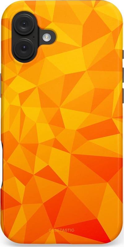 Casetastic hoesje geschikt voor Apple iPhone 16 Plus - MagSafe - Dubbellaagse bescherming - Citrus Polygoon - Fashion Case - Oranje Okergeel