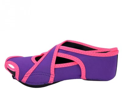 Antislip Sokken Dames en Heren – Halve Teen, Yoga-, Pilates-, Ballet- en Danssokken, Massage Sokken, Sport- en Trainingssokken, Comfortabel en Ademend - Paars - Maat S