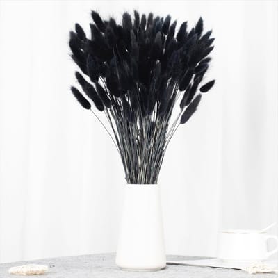 120x Gedroogd Hazenstaartgras Zwart - Decoratieve Pampas Grassen voor Boheemse Woondecoratie