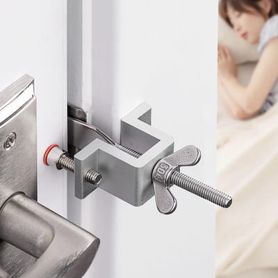 Draagbaar Deurslot - Reis Deurslot - Extra Beveiliging - Dubbele Stelmoeren - 10 cm - Zilver