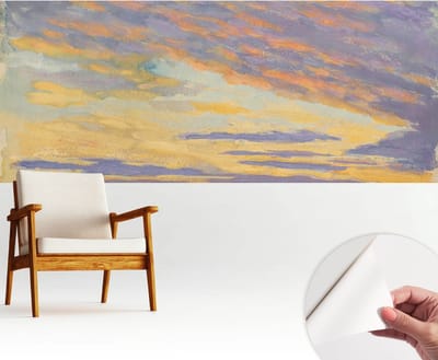 Wallfluent Zelfklevend Behang - Pastelkleurige hemel Stickerbehang op rol - 250x104 cm - Paars Zelfklevend Behang - Plakklare achterzijde - Voor de slaapkamer, woonkamer en hal Zelfklevend Behang