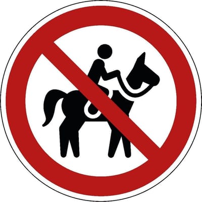 Verboden voor ruiters bord, kunststof 300 mm