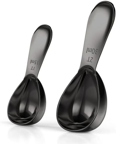 House of Husk Koffie Maatlepel Set - RVS - Maatcups - Maatschep- Koffielepel - Koffieschepje - 2 Stuks - Zwart