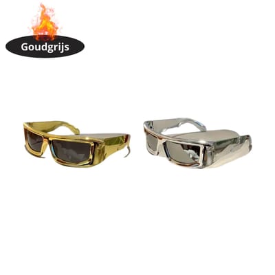 Livano - Festival Bril - Rave - Space - Techno - Freaky Glasses - Heren - Dames - Zonnebril - Goud + Zilver