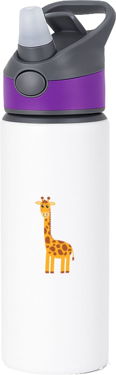 Hacebo® - Giraffen waterfles met rietje paars - Giraffe - Dieren liefhebbers - Zoogdier - dierentuin - safari - water fles - 650ML
