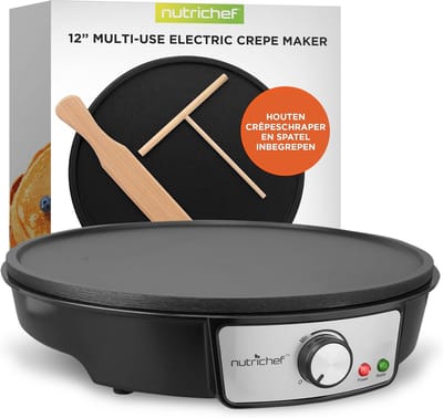 Elektrische Pan - Bakplaat Apparaat - Ontbijt Maken - Temperatuur Controle - 30cm Doorsnede - Zwart