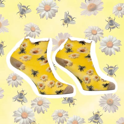 Sock my Daisy bee - leuke sokken - damessokken -36-38 - vrolijke sokken - naadloos