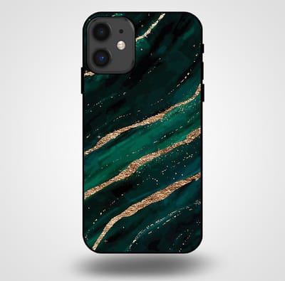 Smartphonica Telefoonhoesje voor iPhone 11 met marmer opdruk - TPU backcover case marble design - Groen Goud geschikt voor iPhone 11
