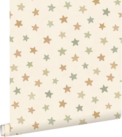 ESTAhome behang sterretjes groen en blauw en beige - 50 x 900 cm - 131707