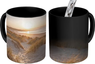 Magische Mok - Foto op Warmte Mokken - Koffiemok - Duinen - Strand - Zee - Magic Mok - Beker - 350 ML - Theemok