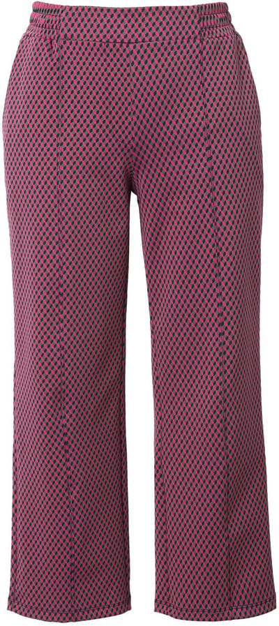 Ulla Popken - Dames - Jaquardbroek rechte pijpen elastische tailleband - Marine - Maat 44