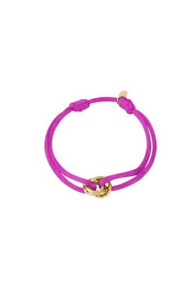 Goudlief Koord armband paars - Dames armband - Paars koord - Gouden bedel - 16 cm - Stainless steel - Verkleurt niet - Dames armband - Cadeau voor dames - Trendy - Moederdag - Valentijn - Sinterklaas - Kerst - Dames sieraden