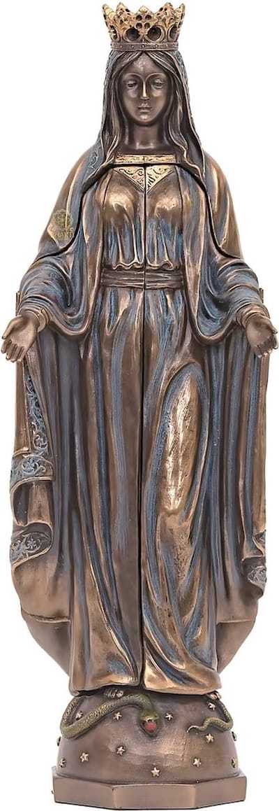 Drieluik Mariabeeld - Maagd Maria Drieluik Altaar - Heilige Maria met Jezus Drieluik beeld - gebronsd - 28cm