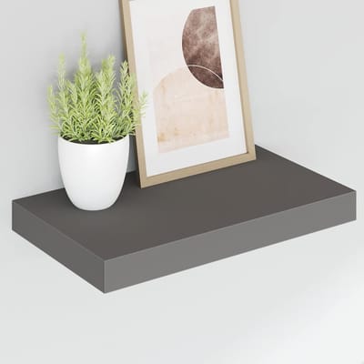 vidaXL - Wandschappen - zwevend - 2 - st - 40x23,5x3,8 - cm - MDF - hoogglans - grijs