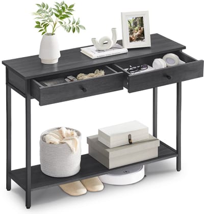 VASAGLE - Consoletafel - Haltafel - Console Tafel met 2 Metalen Laden - Voor Woonkamer of Hal
