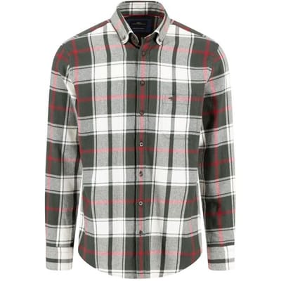 Fynch-Hatton Overhemd Check Pattern Premium Flanel Button-Down Dark Ivy / male