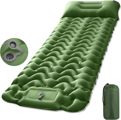 Opblaasbare Slaapmatje - Luchtmatras - Kampeermat - Luchtbed - Slaapmat zelfopblazend - Campingbedje - Slaapmatten - Luchtbed 1 persoons - Slaapmatje 1 Persoons - Kliksysteem - Groen - 196x68x8cm - voor wandelen, reizen, strand