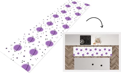 Keukenloper - Loper keuken - Space - Planeten - Sterren - Ruimtevaart - Patroon - 200x50 cm - Keukenloper vinyl