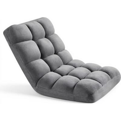 VEVOR Vloerstoel, 14 standen verstelbaar, vloerfauteuil met rugleuning, relaxfunctie met metalen frame, schuim- en koraalvliesbekleding, multifunctioneel om te lezen en te ontspannen, grijs