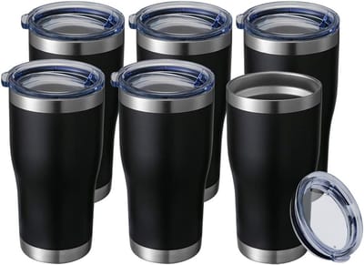 RVS 20oz Isolatiewaarde Tumbler Curve (6 Stuks) - Lekvrije Reismok voor Warm & Koud