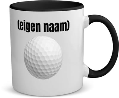 Akyol - golfbal met eigen naam koffiemok - theemok - zwart - Golf - golfers - leuk cadeau voor iemand die houdt van golfen - cadeau - kado - 350 ML inhoud