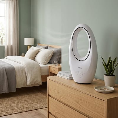 Tristar VE‑5717 Bladloze Ventilator – 60W – 3 standen – Timer – Afstandsbediening – Wit