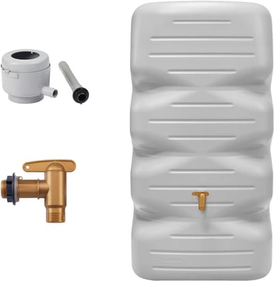 YOR® Waterton - Regenton - Watertank - 340L - Afvoerkraan en Regenpijpaansluiting - Wit - 59cm x 59cm x 112cm; 8.78 kg