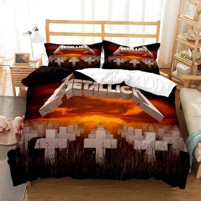 Metal Music Band M-Metallica Beddengoedset Eenpersoons Tweepersoons Tweepersoons Queen Kingsize Bedset Volwassene Kind Slaapkamer Dekbedovertrekset Thuistextiel EU Twin 135x200cm