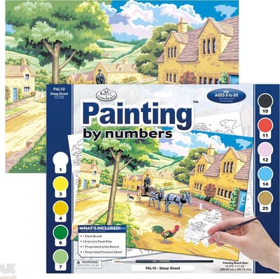 Schilderen op nummer - Paint by numbers -  Boerderij met wagen en ezels 28.6x39cm - Schilderen op nummer volwassenen - Paint by numbers volwassenen