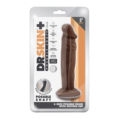 Blush Dr. plus 6 inch Posable dildo Chocolate - Bruin - 16.5 cm