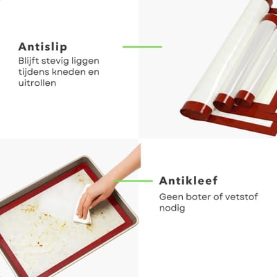 Cheqo® Bakmat - Siliconen Bakmat - Ovenmat - Siliconen Ovenmat - Deegmat - Patisseriemat - Bakmat Herbruikbaar - Antikleef Bakmat - Bakmat Uitrollen Deeg - Bakmat Kneden - Bakmat Voor Macarons