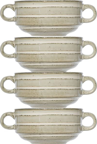 Cosy & Trendy Kommetjes/soepkommen voor dessert/ontbijt - 4x - Keramiek - D11 x 6 cm - groen print