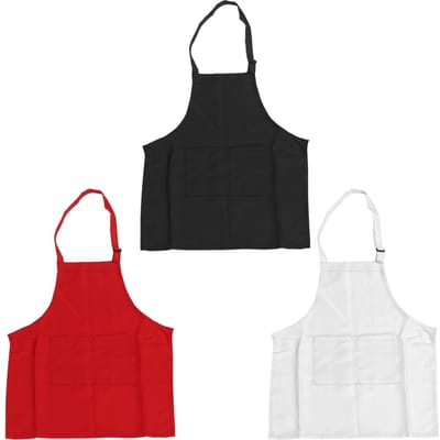 3 Stuks Kinder Schorten Bakken DIY Kinder Schorten met Zakken voor Jongens Meisjes Leeftijd 3?6 Wit Rood Zwart S