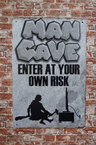 Muurplaat 20 x 30cm - Mancave caveman - UV bestendig - Metalen wandbord - Mancave decoratie - Mancave wandborden - Bar decoratie - Tekstborden - Cave & Garden