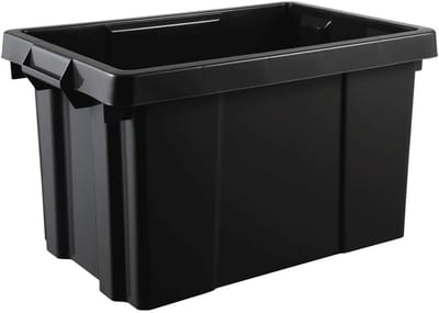 EDA Opbergbox/opbergkrat 54 L - zwart - kunststof - L60 x B40 x H33 - stapelbaar/nestbaar - opbergbak - opbergen