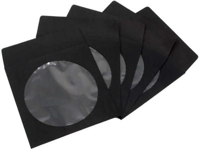 1000 Stuks Zwarte Kartonnen CD/DVD/Blu-ray Opberghoezen met Venster