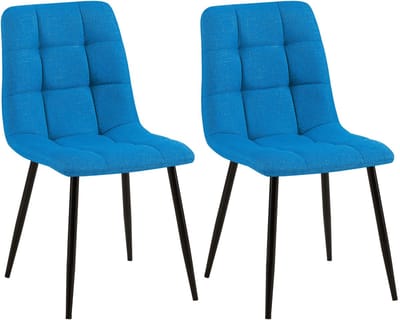 CLP Tilde Set van 2 eetkamerstoelen - Zonder armleuning - Industrieel - Stof/lichtblauw