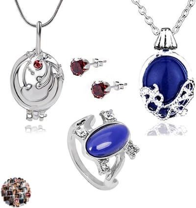 Vampire Diaries Elena Gilbert Oorbellen met Catherine Hanger, Blauwe en Rode Diamanten Ring - 25 Stuks Accessoires voor Fans