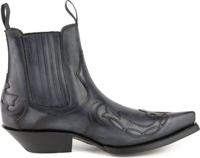 Mayura Boots Austin 1931 Grijs/Zwart Spitse Western Heren Enkellaars Schuine Hak Elastiek Sluiting Vintage Look Maat EU 40