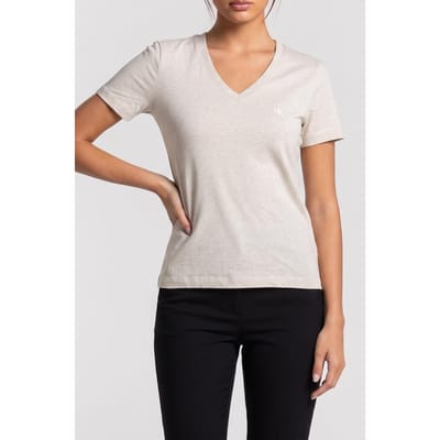 Calvin Klein Archive Jersey V-neck Tee Ba01 Grey Heather Maat: M | Tops Outlet | Dames | Grijs