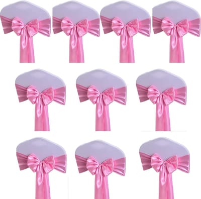 Satijnen Stoelsjerpen - Strikken Lint - Feestdecoratie - Herbruikbaar Vlekbestendig - 10 stuks - Roze